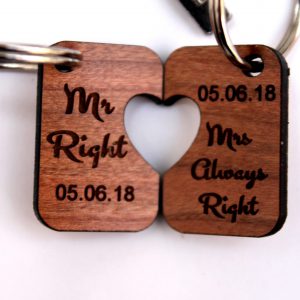 Mr and Mrs keyring set